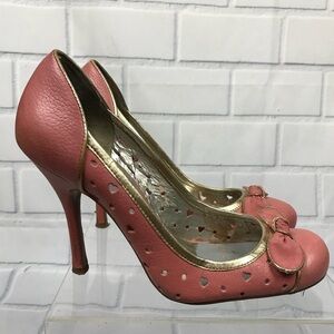 Guess Kyoko Bow Heart Leather Pink Pinup Pumps 7.5